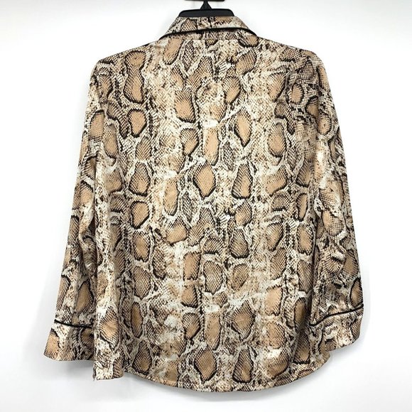 Lulus Top Snake Print Satin Rhea Button Down Long Sleeve - Picture 10 of 13